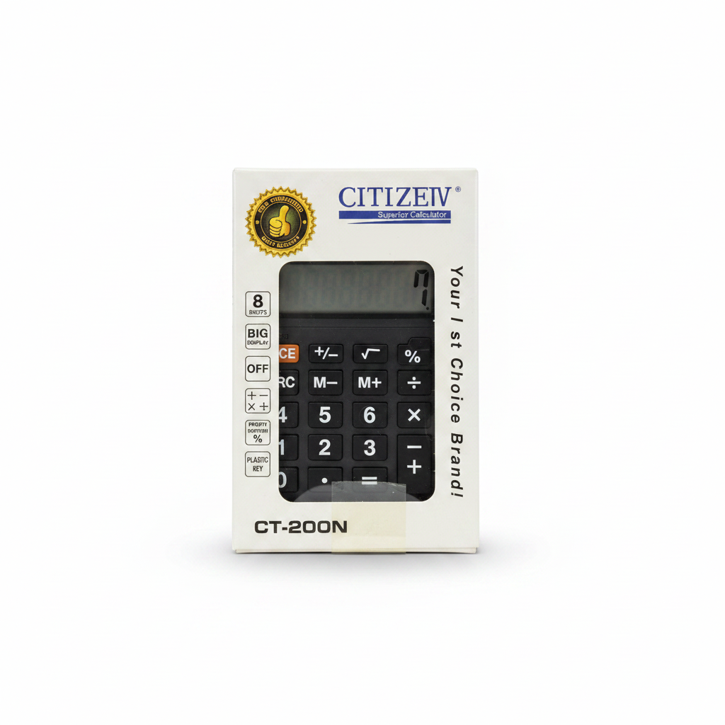 Citizen CT-200N Pocket Calculator - White Retail Box with Gold Quality Badge