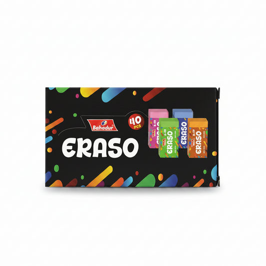 Bahadur ERASO Soft Erasers Box of 40 - Black Box Front