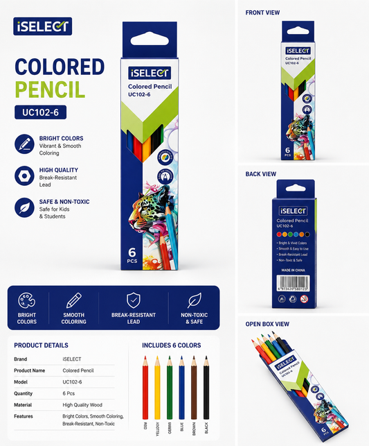 iSelect by Deli 6 Colored Pencils