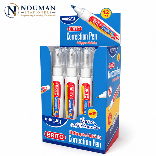 Mercury Brito Correction Pen – Multi-Purpose & Quick Dry, Ozone Safe Formula, 12 Pack