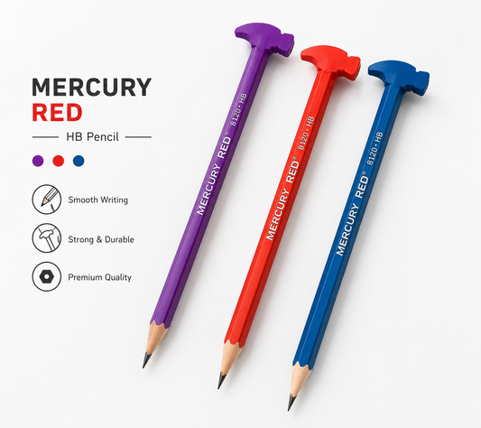 Mercury Red 8120 Hammer-Top HB Pencils – Fun Hammer Eraser Topper, 48 Pack