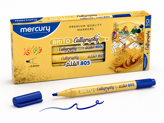 Mercury Brito Calligraphy 805 Urdu Marker – Premium Quality, 2.6mm Tip, 10 Pack