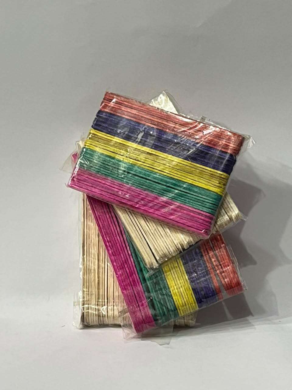Colorful wooden ice cream craft sticks bundle