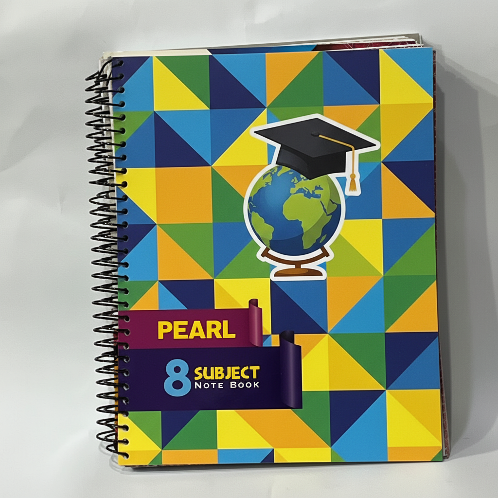 Pearl 8 Subject Notebook - Colorful Geometric Globe Cover