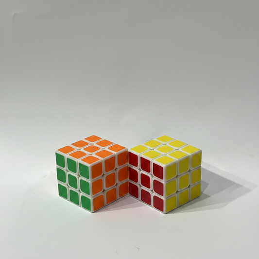 Color cubes magic puzzle on white background