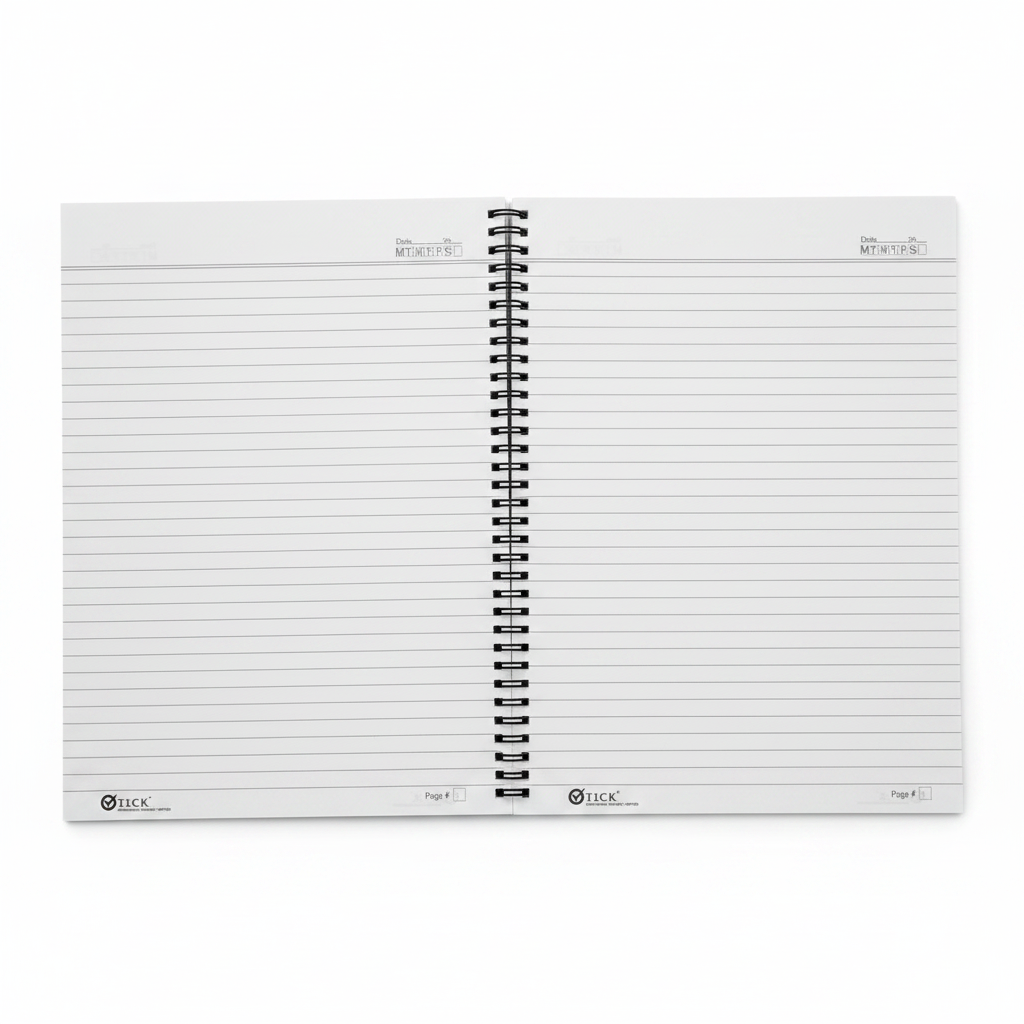 WARQ Spiral Register - Open Narrow Lined Pages
