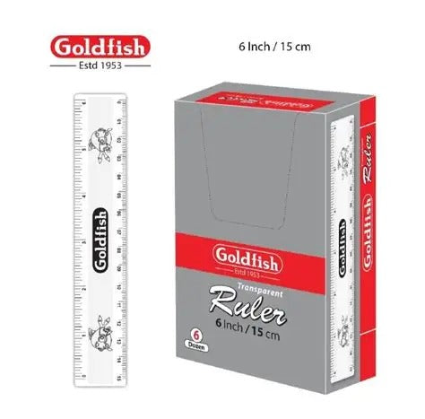 Goldfish Transparent Ruler 6 inch 15cm box of 6 dozen