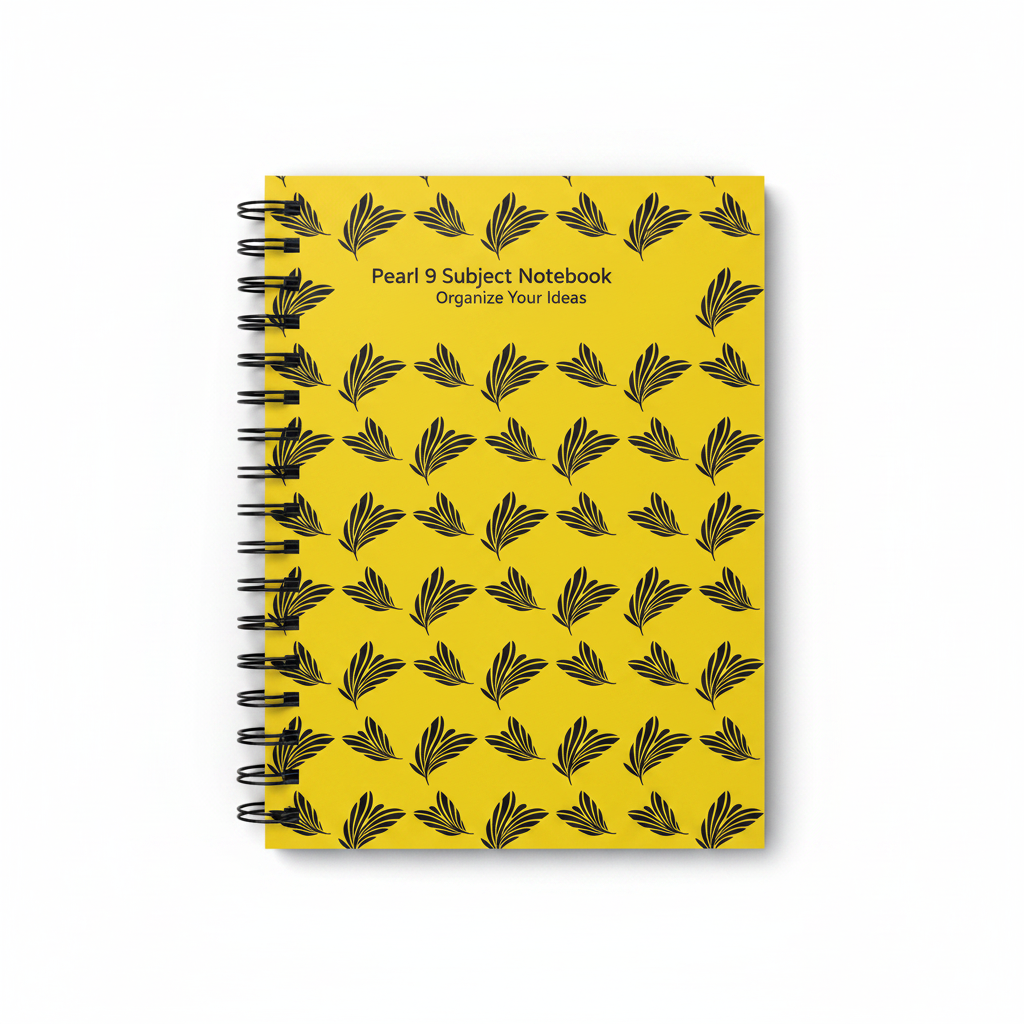Pearl 9 Subject Notebook - Yellow Feather Pattern Cover