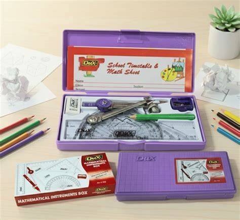 Dux Mathematical Instruments Box Geometry Set purple case with timetable