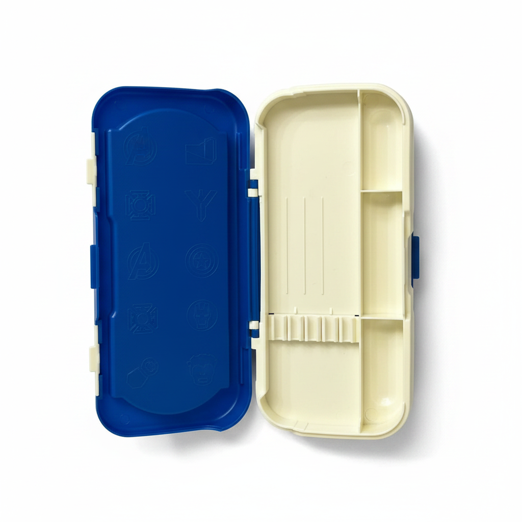 Avengers Geometry Box - Open Showing Cream Interior with Pencil Slots