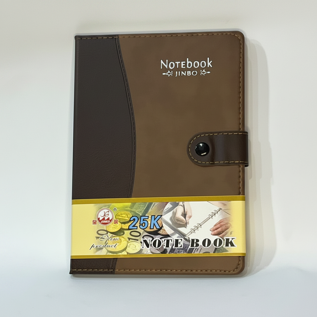 Jinbo 25K Notebook - Two-tone Brown Leather Cover with Snap Button