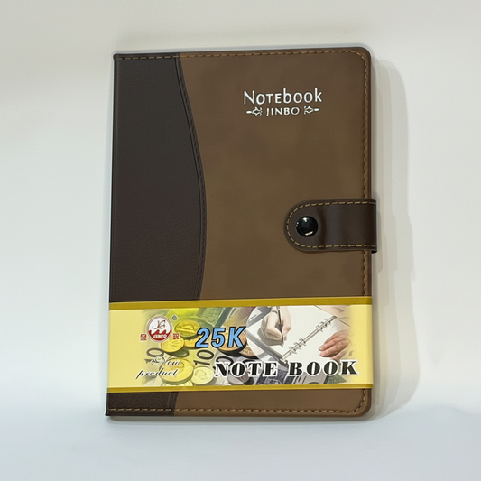 Jinbo 25K Notebook - Two-tone Brown Leather Cover with Snap Button