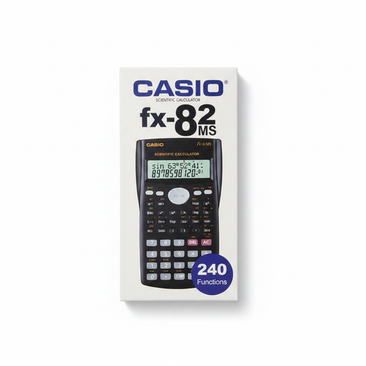 Casio fx-82MS Scientific Calculator - White Retail Box with 240 Functions Badge