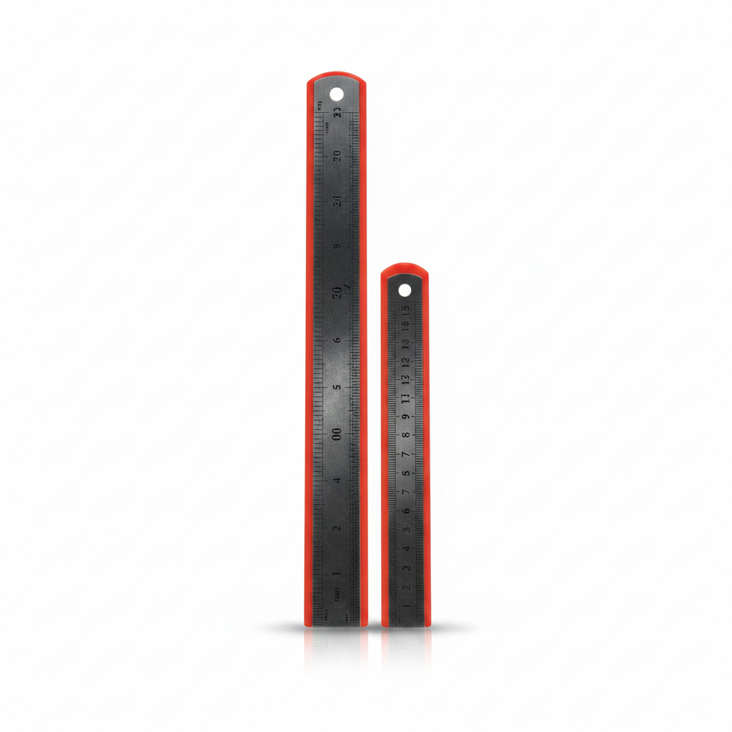 Steel Ruler Set - Two Sizes Side by Side with Engraved Measurements