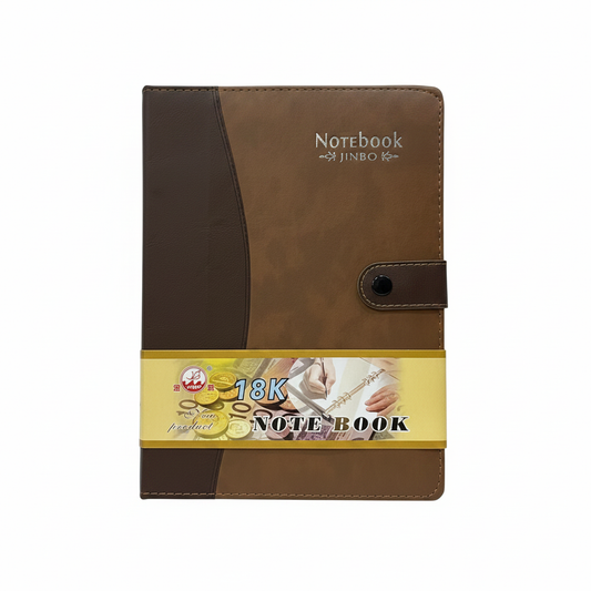 Jinbo 18K Notebook - Two-tone Brown Leather Cover with Snap Button
