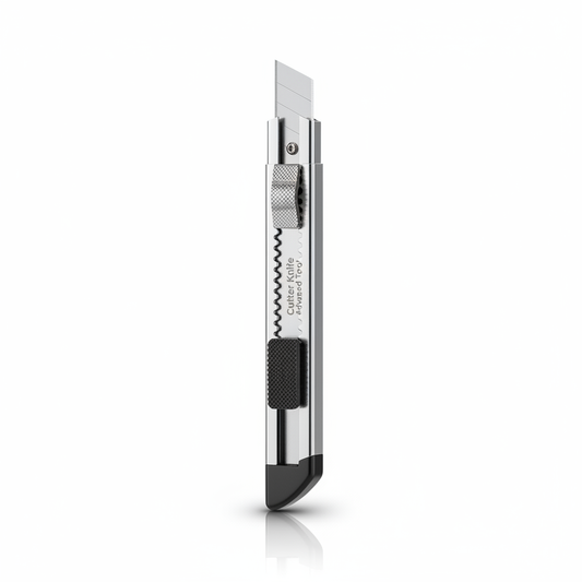 Haixin Premium Metal Cutter Knife - Silver Chrome Alloy Body with 18mm Snap-Off Blade