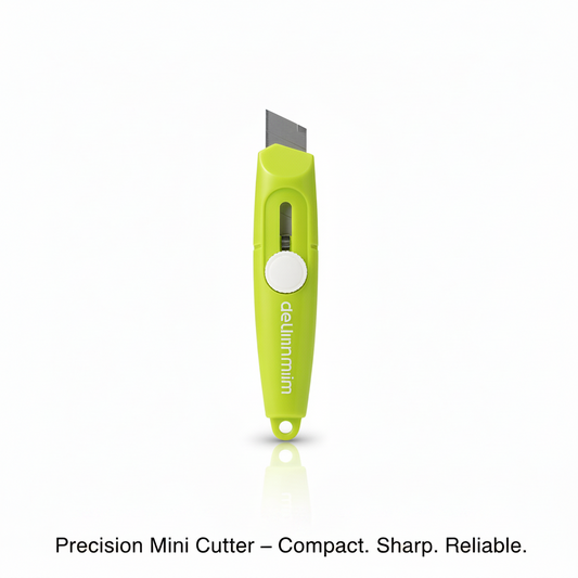 Deli Mini Cutter No.2020 - Lime Green Compact Body with SK5 Blade and White Thumb Wheel