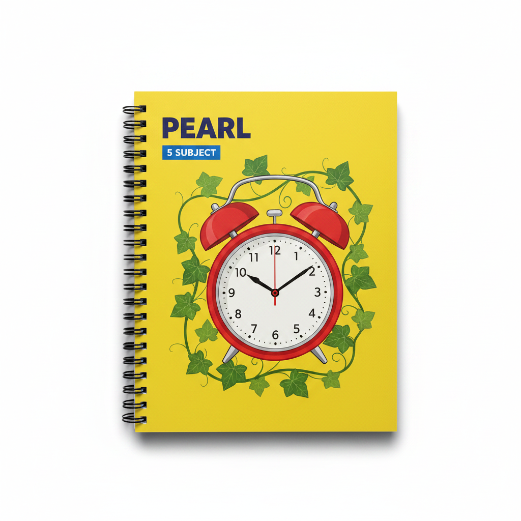 Pearl 5 Subject Notebook - Yellow Clock & Ivy Cover