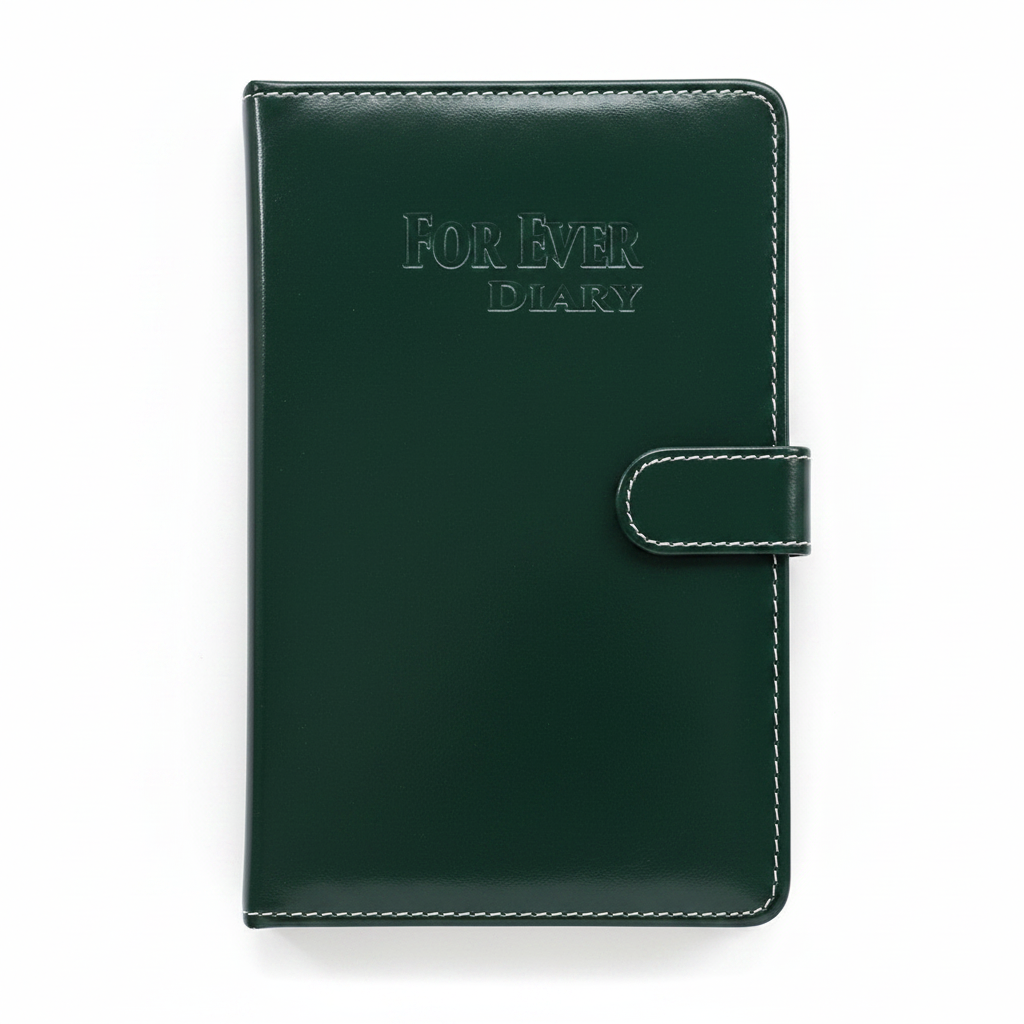 Forever Diary Dark Green - Leather Cover with Snap Button Front