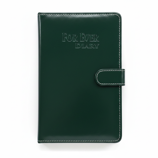 Forever Diary Dark Green - Leather Cover with Snap Button Front