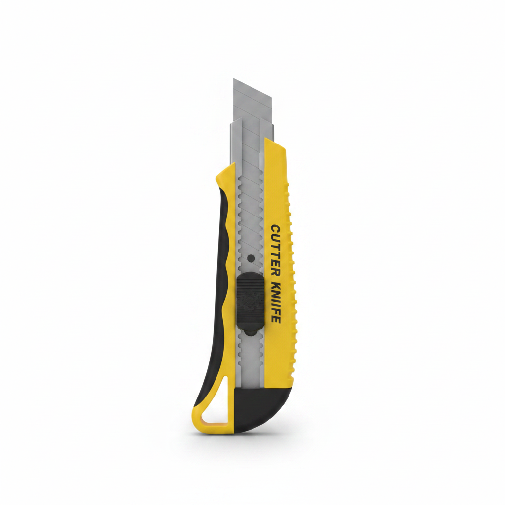 Heavy-Duty Cutter Knife 18mm Yellow Black Body with Auto-Lock and Extended Snap-Off Blade