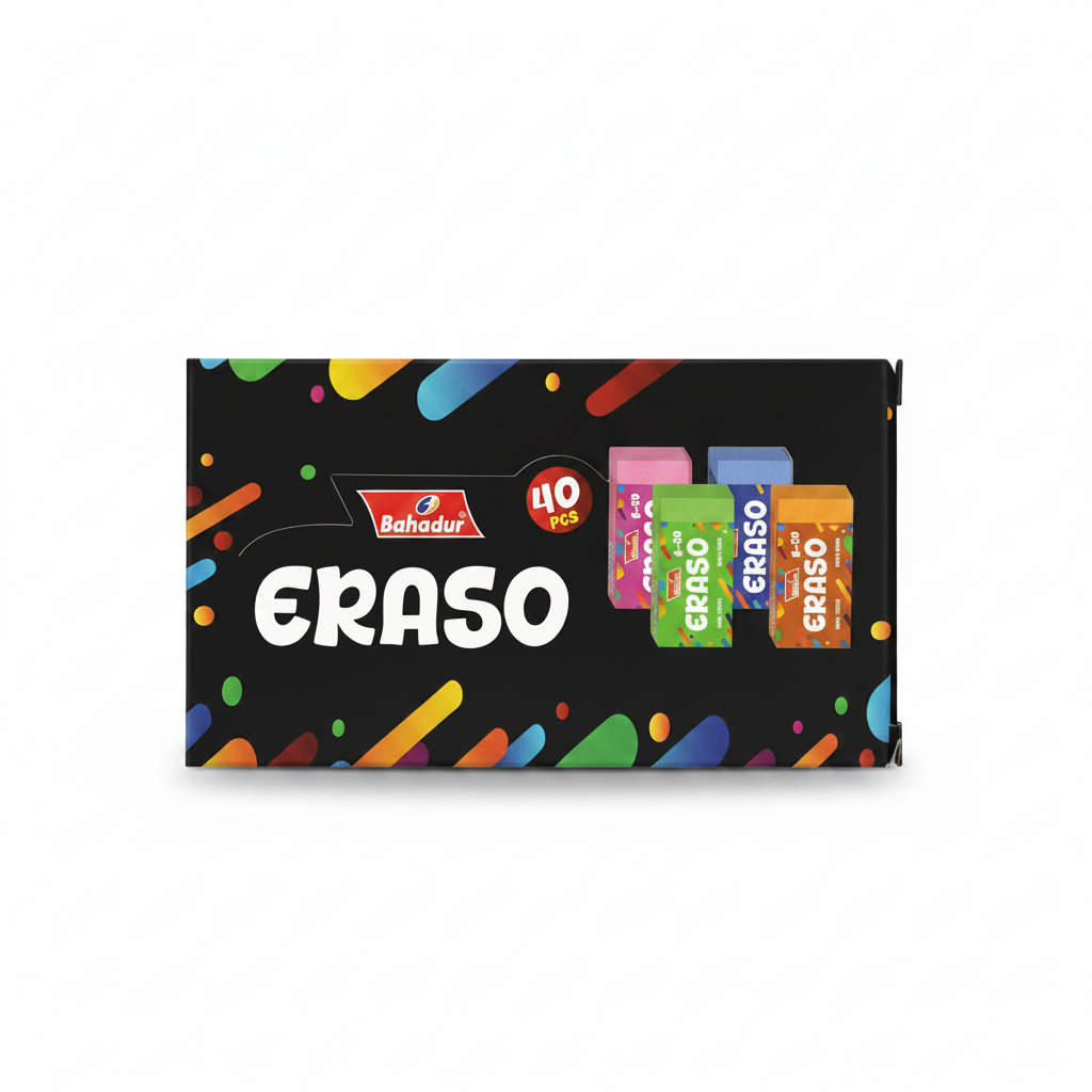 Bahadur ERASO Soft Erasers Box of 40 - Black Box Front