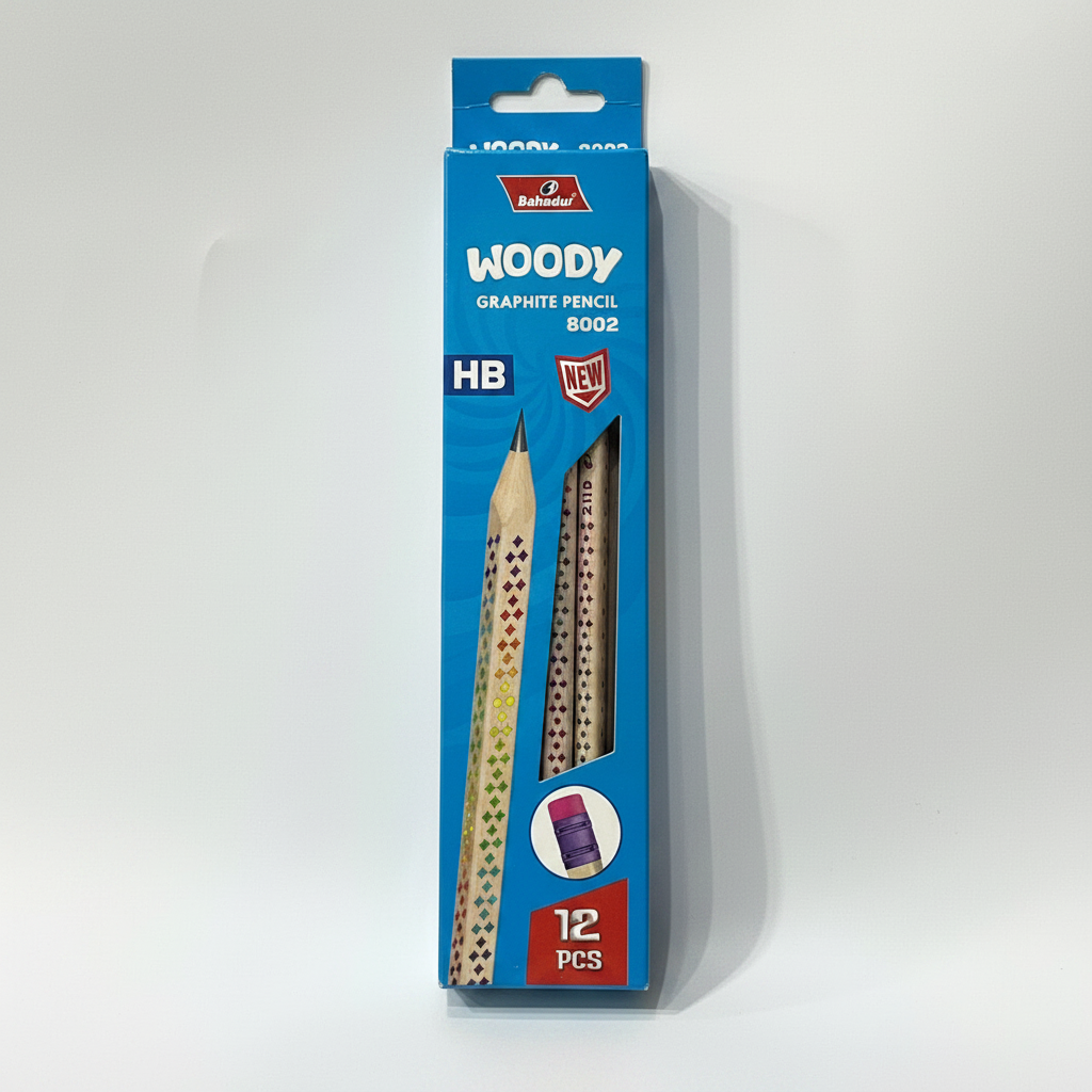 Woody by Bahadur HB Graphite Pencil 12 Pcs - Blue Box