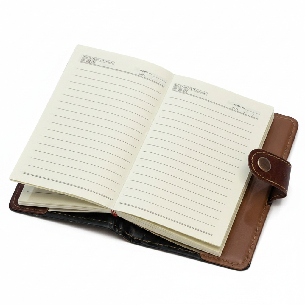 Next Notes Pocket Diary - Open Showing Lined Pages with Day Tracker
