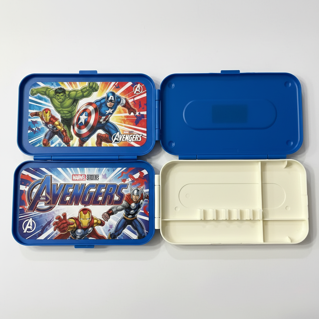 Avengers Geometry Box - Open Wide Showing Both Lids and Interior