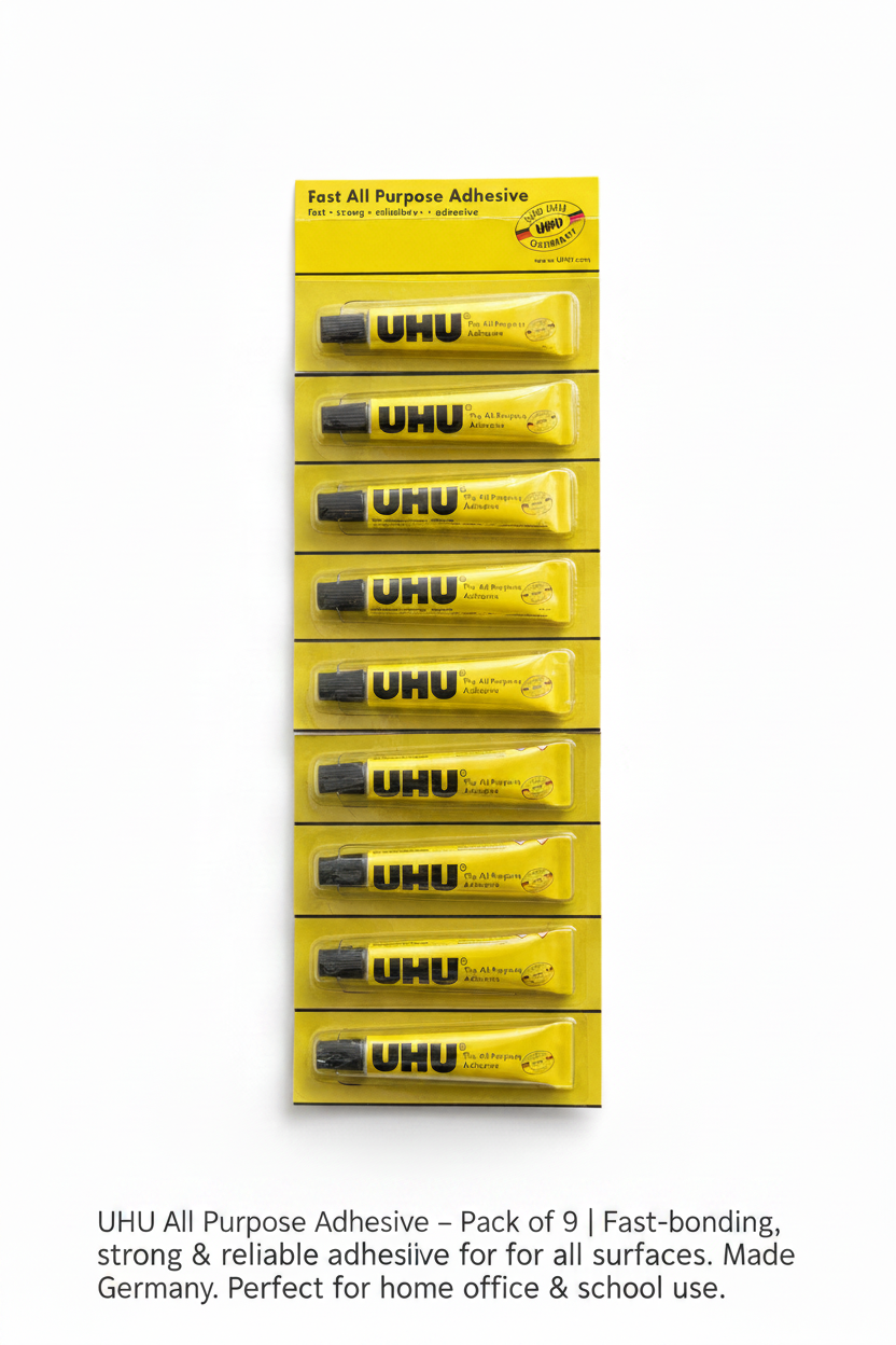 UHU All Purpose Adhesive Pack of 10 Yellow Tubes on Retail Strip Card