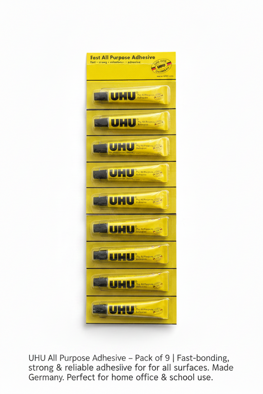 UHU All Purpose Adhesive Pack of 10 Yellow Tubes on Retail Strip Card
