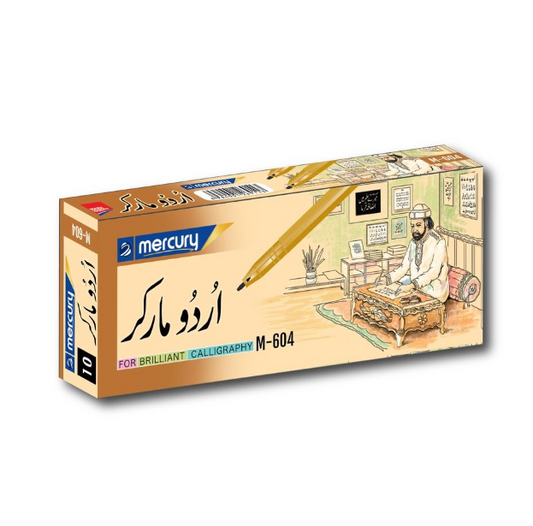 Mercury Urdu Marker M-604 for brilliant calligraphy 10 pack gold box